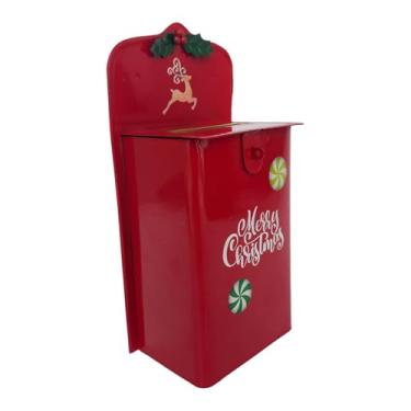 Imagem de Baoblaze Caixa de correio, caixa de opinião, grande capacidade, ornamento, presentes, decoração, ferro vermelho, porta-jornais para portão, casa, escritório,