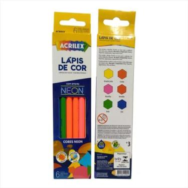 Imagem de Lápis de cor Acrilex neon com 6 cores