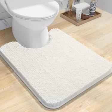 Imagem de Tapete de banho OLANLY Chenille Ivory 60x50cm Absorvente Antiderrapant