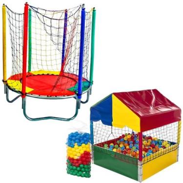 Imagem de Trampolim Cama Elástica Pula Pula 1,40m Casinha Piscina de Bolinhas 1,