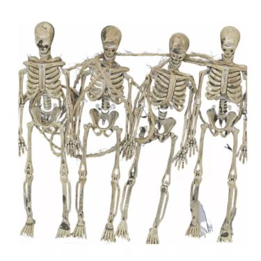 Imagem de Varal Esqueleto 15cm C/ 4 Pçs - Decorar Festas Brincadeira
