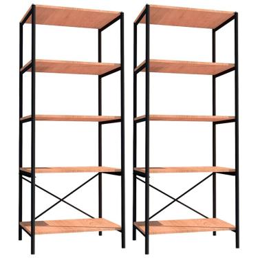 Imagem de Kit 02 Estantes Livreiro Multiuso Trento Estilo Industrial 150cm Demolição Preto - Desk Design