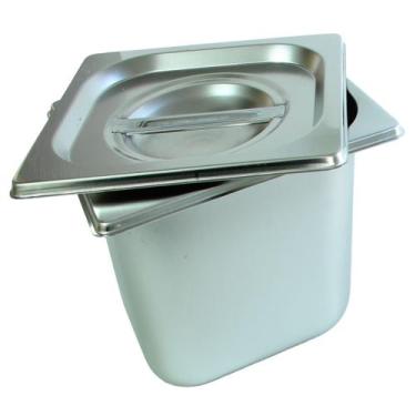 Imagem de Cuba Gastronomica Inox Com Tampa 1/6x150 Gn Buffet Cozinha - JMA Inox