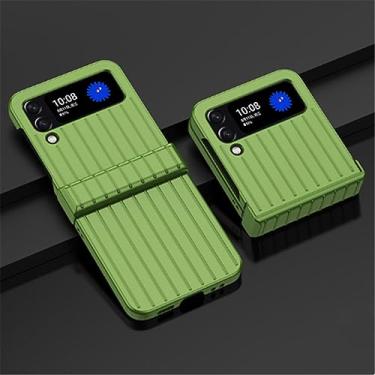 Imagem de Capa dura com pintura metálica para Samsung Galaxy Z Flip 4 5 5G Flip4 Flip5 Mala Design Proteção Capa dobrável, verde, para Samsung Z Flip5