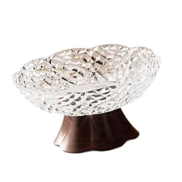 Imagem de MotiveTech Fruteira com pé alto, moderna e minimalista, tigela decorativa de pedestal, balcão de cozinha para lanches, doces e sala de estar, M Clear White