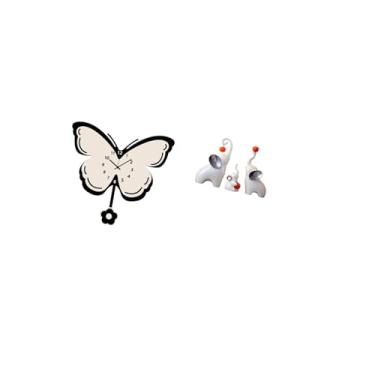 Imagem de Fenteer Relógio de Parede de Acrílico com Borboleta para Escritório, Sala de Jantar, Quarto Infantil, Fazenda com Esculturas de Elefantes, Estátuas de Animais