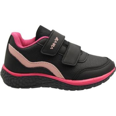 Imagem de Tênis Esportivo Via Vip Fechamento De Contato Listra Menina, 31, Preto
