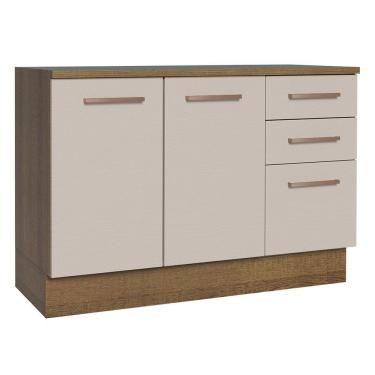 Imagem de Balcão De Pia Cozinha 2 Portas E 3 Gavetas (com Tampo) Rustic/crema Agata Madesa Rustic/crema