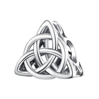 Imagem de WOSTU Berloque de nó celta para pulseiras e colares – Pingente de prata esterlina 925, presente de joias da sorte para mulheres