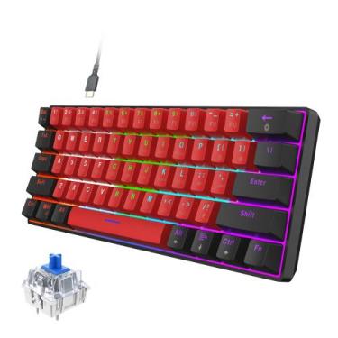 Imagem de Teclado para jogos Snpurdiri 60% com fio LED mecânico de 61 teclas