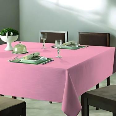 Imagem de Toalha de Mesa Oxford Decorativa Retangular e Redonda 100% Poliéster para Sala de Jantar e Cozinha (Rosa,2,50 x 1,40-8 cadeiras)