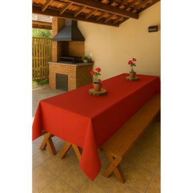 Imagem de Toalha de Mesa Grande Oxford Rústica Decorativa Retangular para 10 a 12 Lugares – Lisa ou Estampada (VERMELHO)