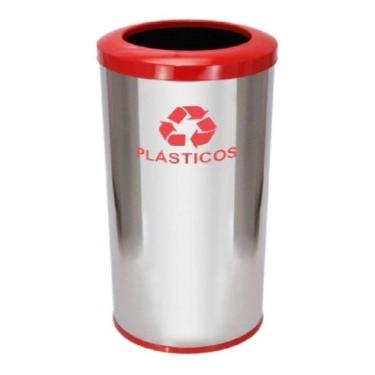 Imagem de Lixeira Em Aço Inox Com Aro Pintado 30L