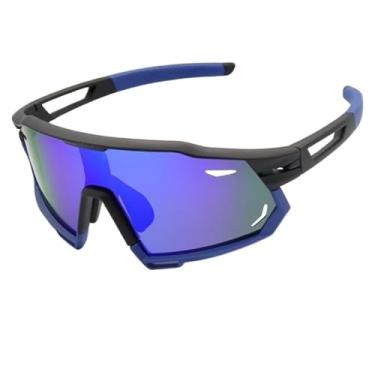 Imagem de Óculos de Sol Esportivo Polarizado Baixa Pace Premium Ciclismo Corrida Bike UV400 Masculino Feminino Unisex - Modelo Runner - Cacife Brand (Azul Escuro Espelhado)