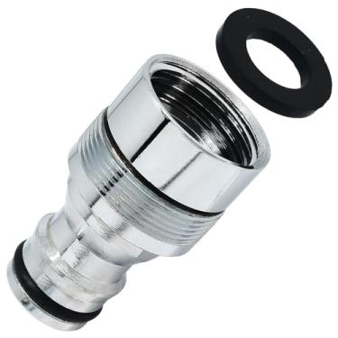 Imagem de 1 kit adaptador de conector rápido de torneira de latão, G conector de rosca grossa fêmea de 1,27 cm, adaptador universal de torneira para máquina de lavar e lavadora de pressão (prata)