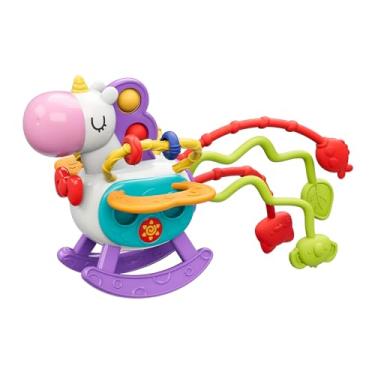 Imagem de Brinquedo Montessori Sensorial Unicórnio Life Com Corda Para Puxar, Chocalho, Mordedor Atóxico Livre De BPA, Estimula Coordenação Motora Fina e Desenvolvimento Inicial Do Bebê