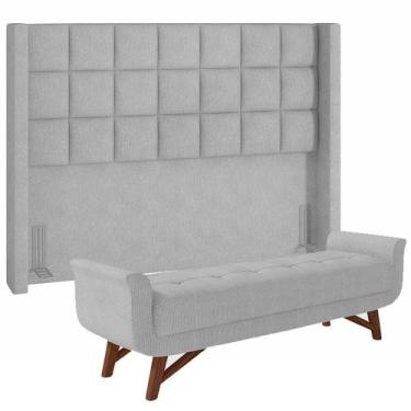 Imagem de Kit Cabeceira Cama Box Casal 140cm Paris Com Puff Recamier Itália Linh