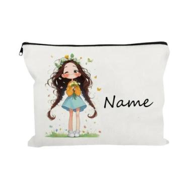 Imagem de Bolsa De Maquiagem Personalizada Com Padrão De Menina Vintage, Bolsa D