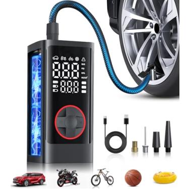 Imagem de Compressor de ar portátil, bomba de ar sem fio de 150PSI para pneus de carro, bomba de pneu de bicicleta com medidor de pressão, desligamento automático, luz LED para carro, motocicleta, bicicleta