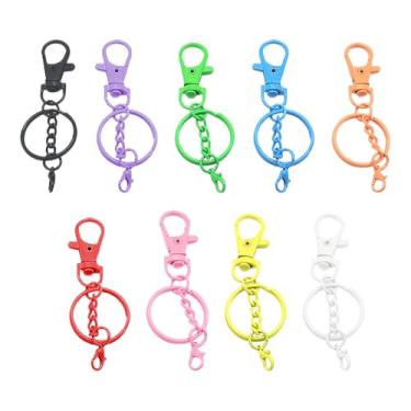 Imagem de 20 peças de fechos de garra de lagosta de metal colorido gancho giratório chaveiro ganchos conector cordões giratórios clipes de chaveiro fechos com chaveiros para artesanato DIY