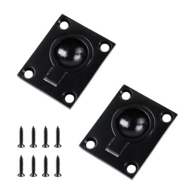 Imagem de Pastlla Pacote com 2 alças quadradas de anel de puxar, aço inoxidável 304, cabo de elevação para barco espinho de aço inoxidável 304, trava embutida para escotilha de barco, 5 x 3,8 cm