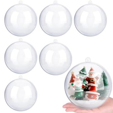 Imagem de ANVAVO 6 peças de enfeites de bola preenchíveis de plástico transparente de 16 cm, faça-você-mesmo, bolas transparentes, enfeites de árvore de Natal à prova de estilhaçamento, para Natal, Ano Novo