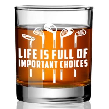 Imagem de Presentes engraçados de golfe para homens, namorado, golfistas, presentes de aposentadoria para tio. Pai, vovô, a vida é cheia de escolhas importantes, copo de uísque, ideia de acessórios de golfe