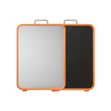 Imagem de Tábua de corte de aço inoxidável, tábuas de corte dupla face para cozinha, aço inoxidável e palha de trigo PP, tábua de cortar grande. Pode ser lavada na lava-louças. (laranja)