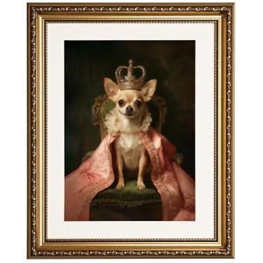 Imagem de WHASAYART Chihuahua emoldurado vintage decorativo de parede 33 x 40 cm