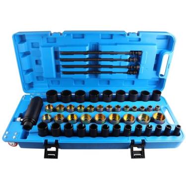 Imagem de Fumrtcy Conjunto de ferramentas de remoção de bucha hidráulica universal de 50 peças, kit de prensa de desmontagem de manga de braço de controle profissional, compatível com Mercedes-Benz BMW, Audi