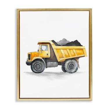 Imagem de Stupell Industries Working Trucks Dump Vehicle Brown Framed Floater Canvas Wall Art, design por Christine Simpson Art, 21 x 17