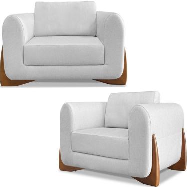 Imagem de Kit 2 Poltronas Jolie 1 Lugar Pes Boomerang Linho Grigio Ezz Grigio