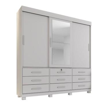 Imagem de Guarda Roupa Londres 3 Portas 9 Gavetas 4 Prateleiras Branco
