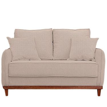 Imagem de Sofa Sena 3 Lugares Base De Madeira Para Sala Hotel Linho Palha