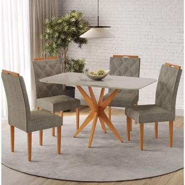 Imagem de Mesa Simpatia 1,20 4 Cadeiras Diamante Linho Jcm Cinamomo/off