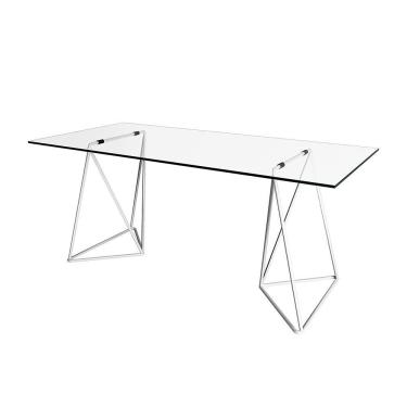 Imagem de Escrivaninha De Vidro Bela Vista Cavalete Base Ferro Branco - Cor: Branco