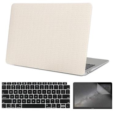 Imagem de iNOTOGG Compatível com MacBook Pro 13 polegadas 2022-2016, A2338 M1 M2/A2289/A2251/A2159/A1989/A1706/A1708 Touch Bar & Touch ID, capa rígida padrão trançado com capa de teclado e protetor de tela,