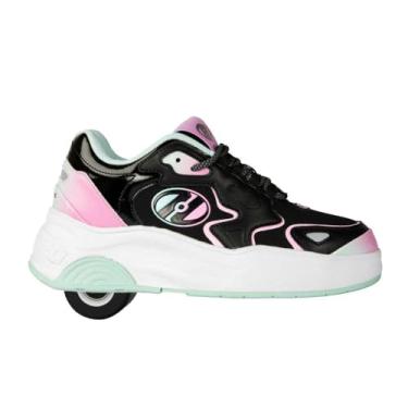 Imagem de HEELYS Tênis infantil unissex Mega Pro (criança grande) com salto com rodas, Preto/rosa, 6 Big Kid