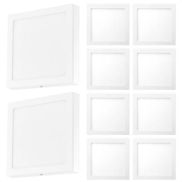 Imagem de Kit 10 Painel De Led Quadrado Sobrepor 12w Bivolt Taschibra 3000k Quente