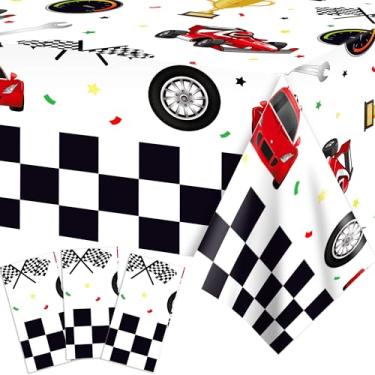 Imagem de Parrtty Hurrican 2 peças de toalhas de mesa de plástico para carros de corrida, capas de mesa descartáveis, adequadas para piqueniques ao ar livre, aniversários, casamentos e outras festas temáticas