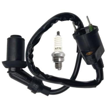 Imagem de GY6 Bobina de ignição de corrida eletrodo de bobina de ignição SSR 125 A7TC vela de ignição adequada para 50CC 150CC 110CC 125CC 80CC 90CC Chinês ATV Go Kart Pit Dirt Bike Motor Motocicleta