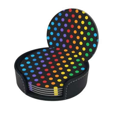 Imagem de 6 peças de porta-copos com suporte, porta-copos de bolinhas vermelhas de 10 cm, adequado para tipos de xícaras, mesa de centro