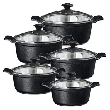 Imagem de Jogo Panela Preto Craqueado Alumínio Usinado Javali AA 16a24