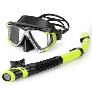 Imagem de Equipo de Snorkel Yimserk con Máscara de 4 Ventanas Antivaho y Snorkel