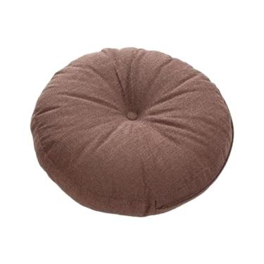 Imagem de IEUDNS Almofada de chão, tapete confortável, estilo japonês, multifuncional, redondo, almofada de chão, assento para cadeira, sofá, escritório, Marrom