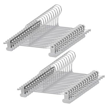 Imagem de 30 cabides para calças, antiderrapantes que economizam espaço com clipes ajustáveis, cabides de saia de aço inoxidável 201 duráveis para calças, roupas, jeans, toalhas, saias (cinza)