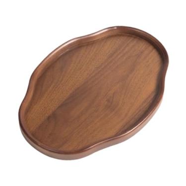 Imagem de KiBcsLic Bandeja de bambu para servir pão, prato decorativo para aperitivos, travessa para frutas, ideal para mesa de centro, chá ou para decorar a da, Pequeno