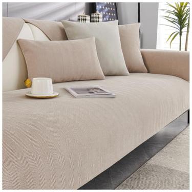 Imagem de SPXMQSS Capa para sofá, capa de sofá seccional, macia de chenille, antiderrapante, capa de sofá de 1/2/3/4 lugares, protetor de móveis em forma de L para sala de estar C 90 x 120 cm