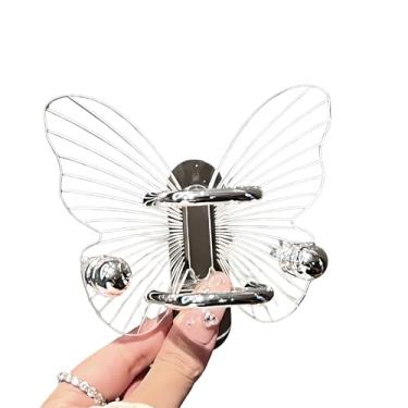 Imagem de Foumiyfa Suporte de pente de strass de borboleta transparente, organizador de escova de parede para penteadeira de banheiro, exibição de joias, armazenamento de acessórios de cabelo (transparente)