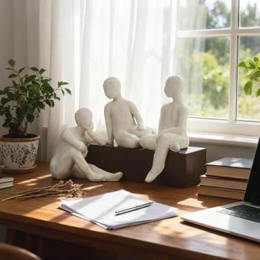 Imagem de emphaseason Estátua de resina abstrata, escultura de conversa para três pessoas, decoração de escritório e casa para mesa, estante, mesa de centro, presente ideal para amigos e familiares